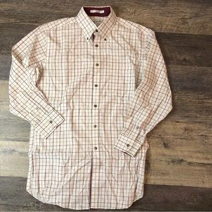 Paul Fredrick Men's Yellow Plaid Button Front Shirt Slim Fit Size 15 1/2-31
